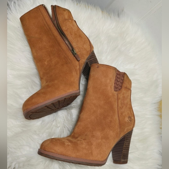 Timberland Earthkeeper Heeled Brown Leather Boots Size 10🌴✌️ - Picture 7 of 10